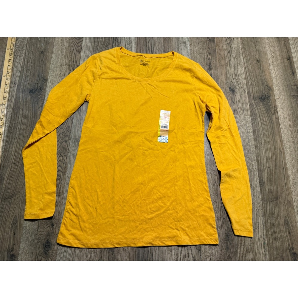 No Boundaries Shirt Juniors Size L Gold Jade Top Long Sleeve Tee
